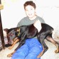 nuestro hijo Cristian (autista) y rufo, desde cachorro fue un perro muy compañero y le soportó todas sus ocurrencias, son socios en travesuras